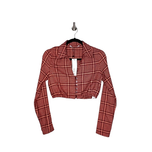 Zara Plaid Crop Top Orange Size Small - Picture 5 of 9